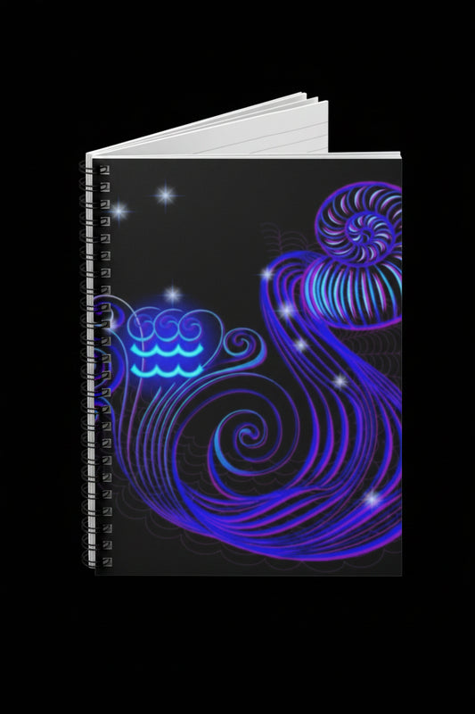 Bleu Aura: Aquarius Spiral Notebook - Ruled Line - AetherLux.Shop