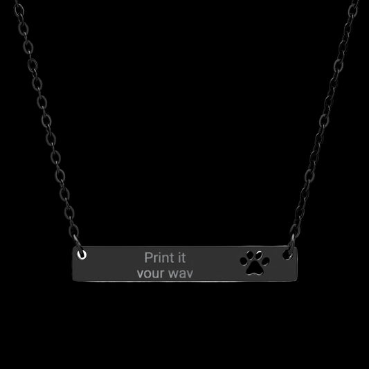 Cutout Paw Bar Necklace (Engraving) - AetherLux.Shop