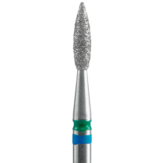 STALEKS Diamond Nail Drill Bit DUO Pointed Flame FA11BG021/8, Blue-Green, 2.1/8mm
