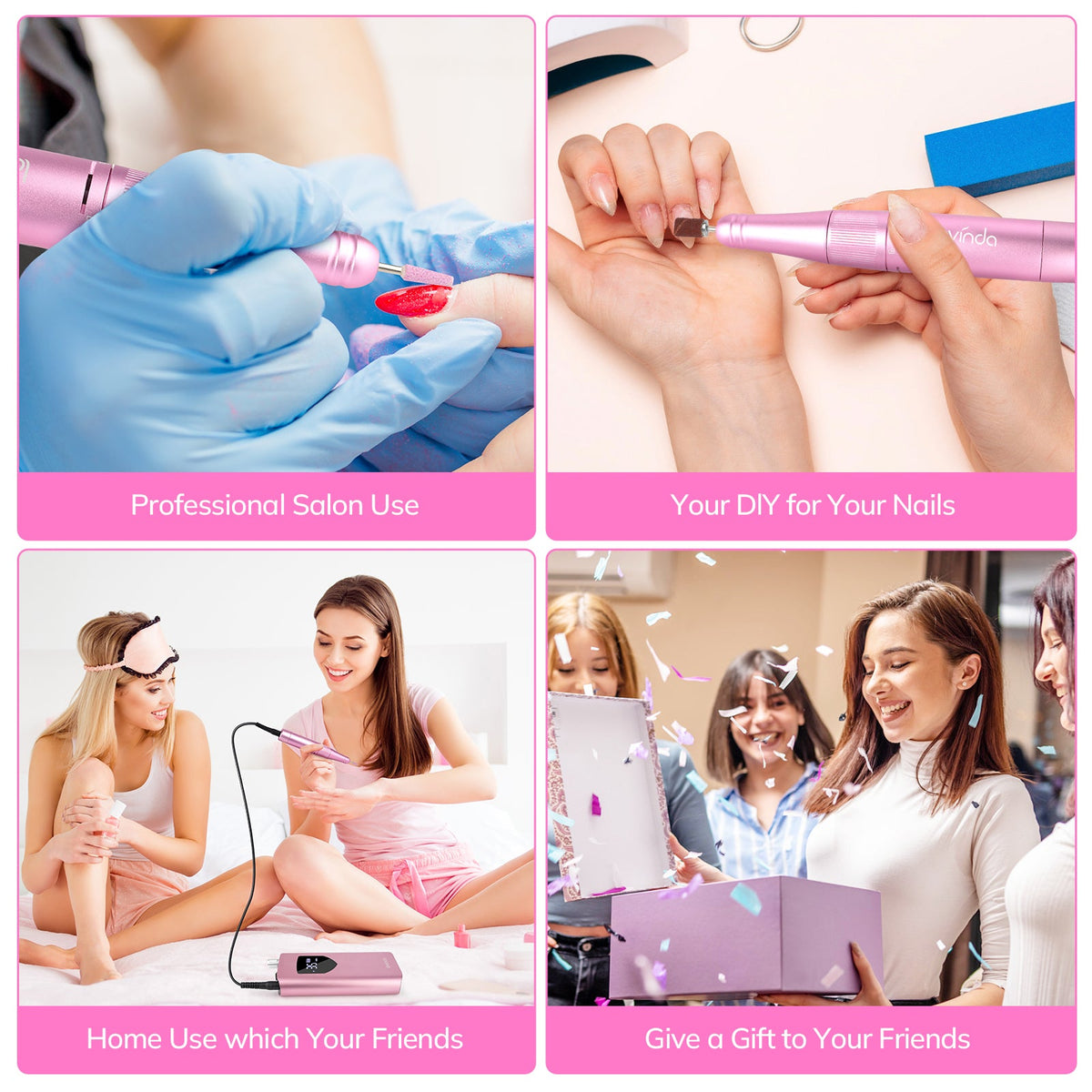 Wand™ Ease Nail Drill - Metallic Pink - 35,000 RPM Rechargeable