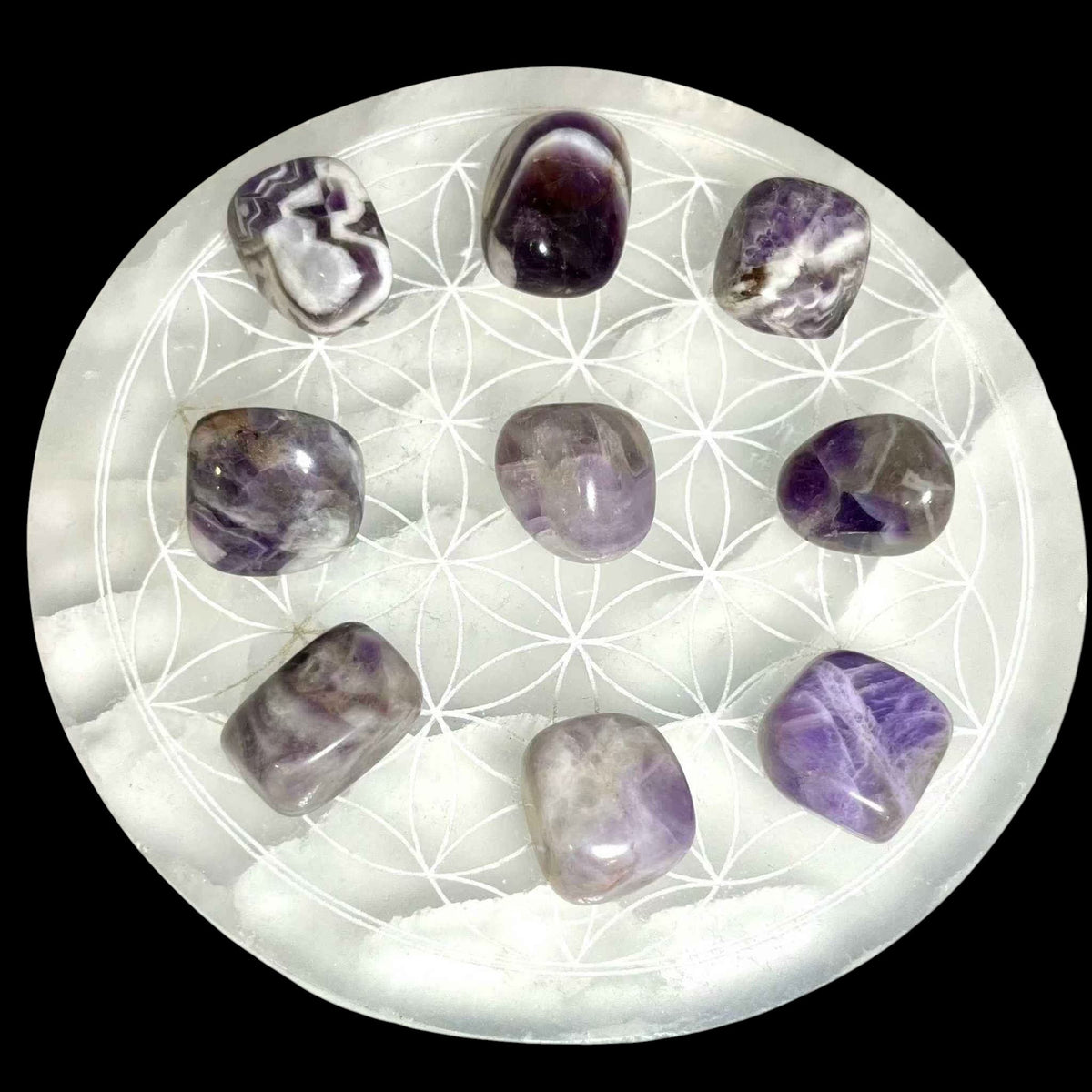 Chevron Amethyst Tumbled Stone