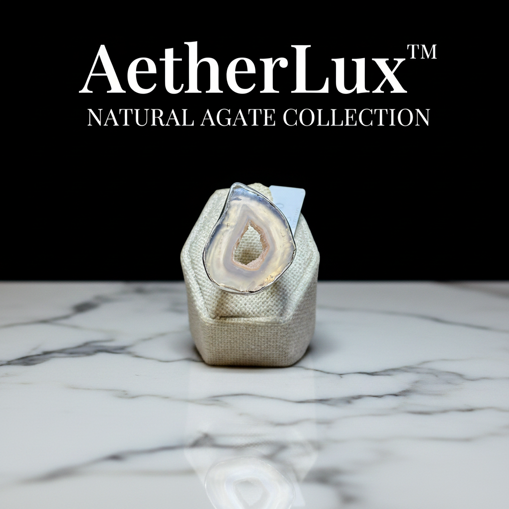 Geode crystal in a jewelry display box with a black background