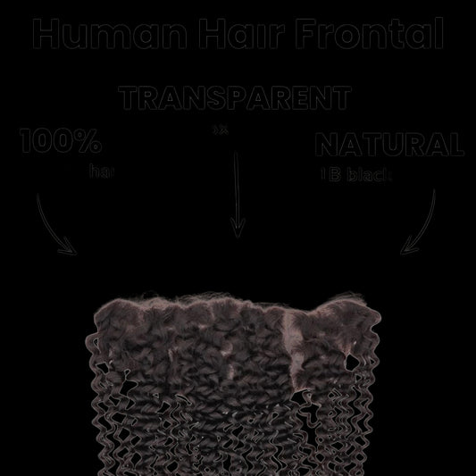Kinky Curly 13x4 Transparent Lace Human Hair Frontal by Private Label