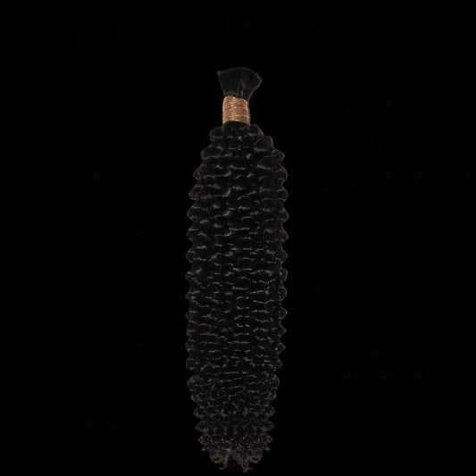 Kinky Curly Bulk 100% Human Braiding Hair by Private Label
