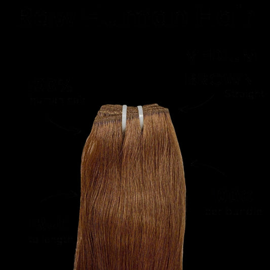 Raw Medium Brown Straight 100% Human Hair Bundles by Private Label