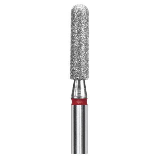 DIAMOND NAIL DRILL BIT, "ROUNDED CYLINDER", RED, HEAD DIAMETER 2.5 MM / WORKING PART 10 MM (FA30R025/10) - STALEKS™
