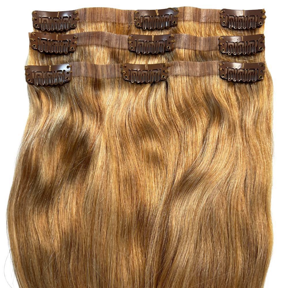 Honey Blonde Seamless Clip-In 100% Human Hair Extensions by Private Label
