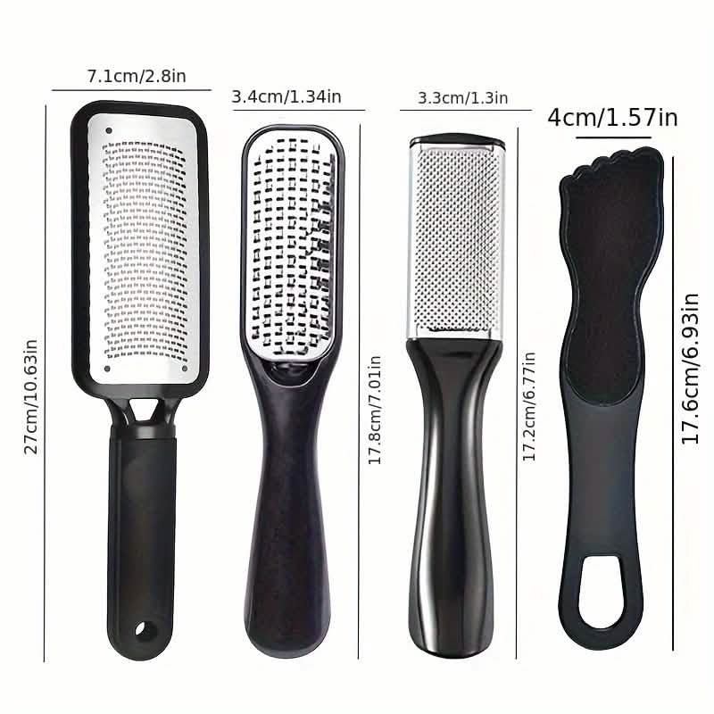 4-Piece Stainless Steel Foot File Set – Callus & Dead Skin Remover by DailySale