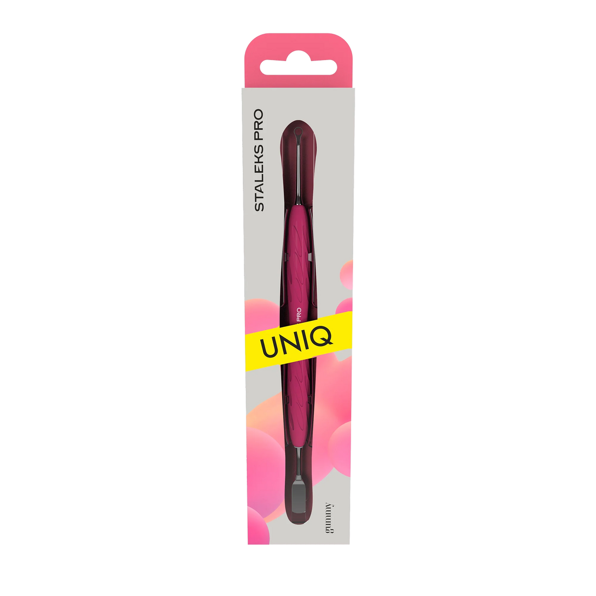 Manicure Pusher With Silicone Handle "Gummy" UNIQ 11 TYPE 1 (Flat Straight Pusher + Ring) PQ-11/1- STALEKS