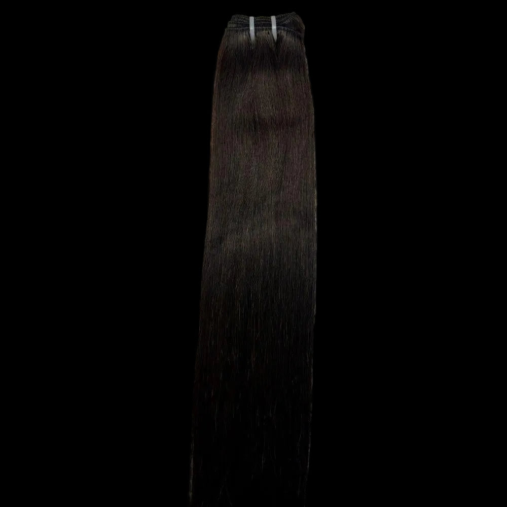 Dark brown hair extension on a white background