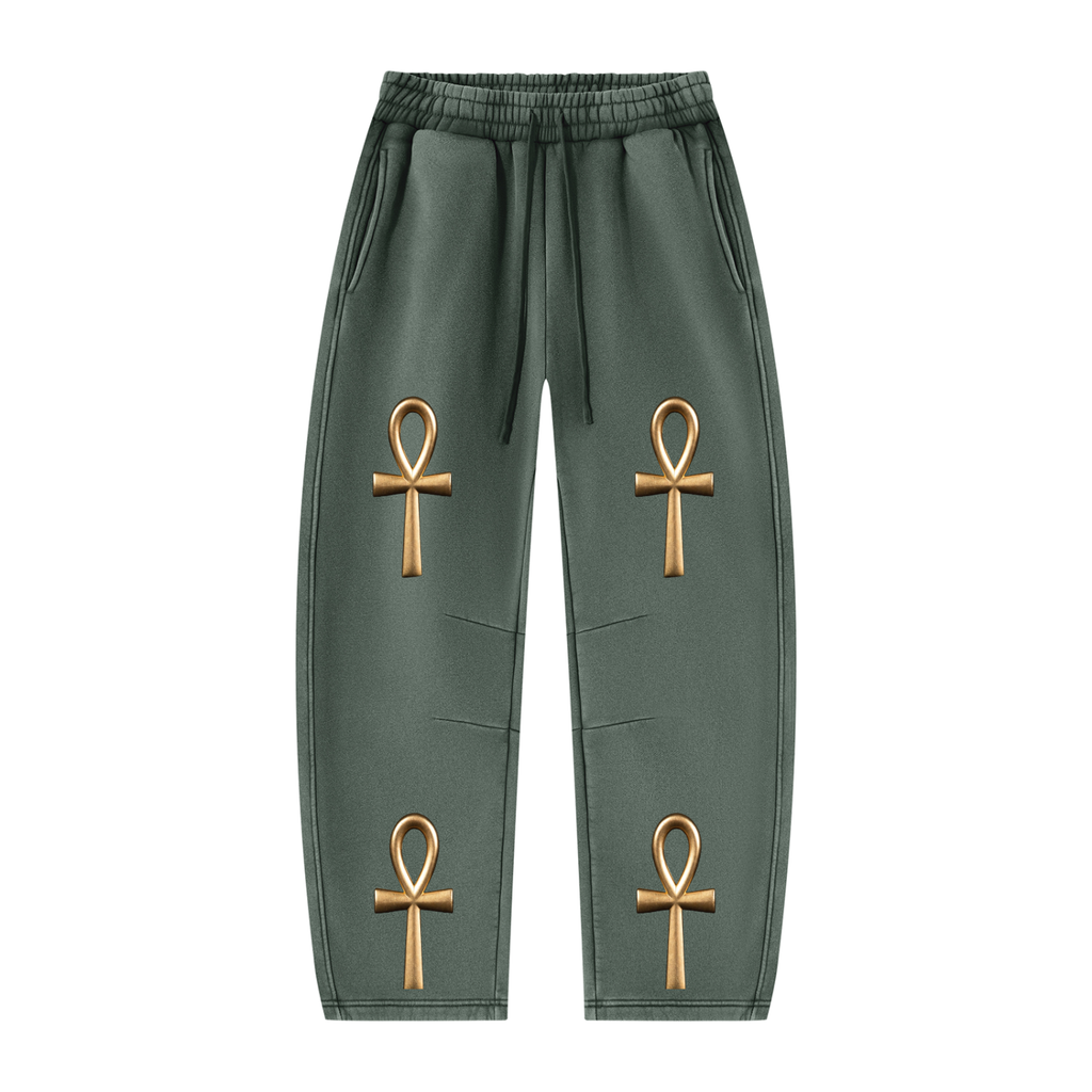 Unisex Vintage Wash Barrel Leg Fleece Sweatpants