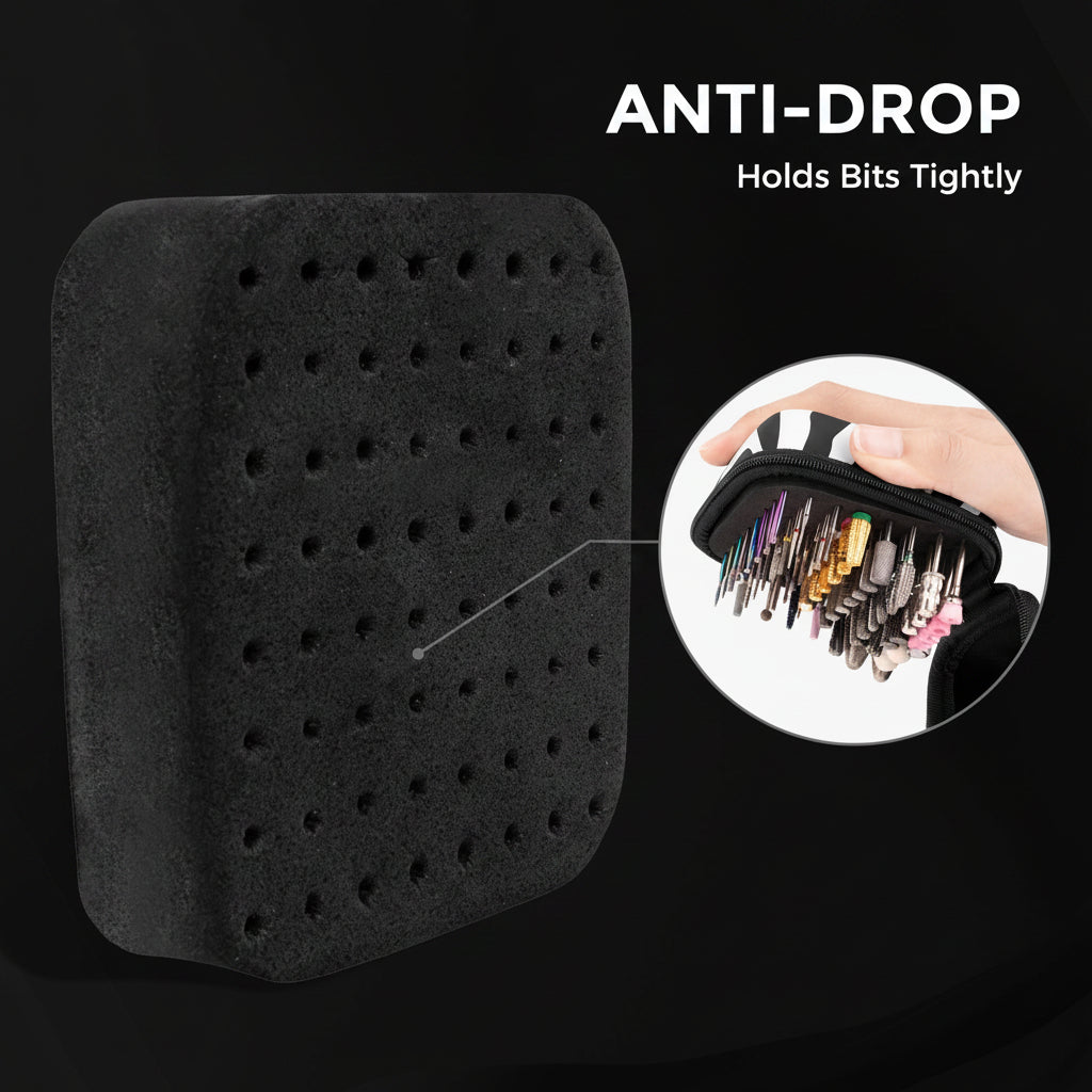 Nail Drill Bit Holder Case – Zebra Print – 64-Hole Dustproof by Lavinda
