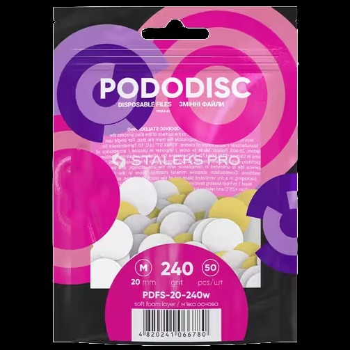 STALEKS PRO M PODODISC DISPOSABLE FILES SOFT BASE FOR PEDICURE DISC 20MM (50 PCS) PDFS-20- STALEKS™ by kvadrat store