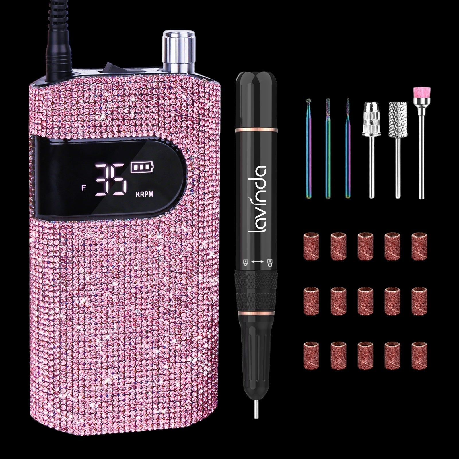 Wand™ Nail Drill - Pink Diamond - 35,000 RPM Rechargeable by Lavinda