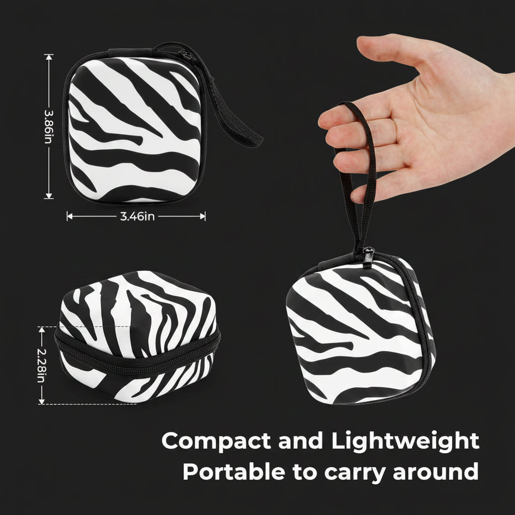Nail Drill Bit Holder Case – Zebra Print – 64-Hole Dustproof by Lavinda