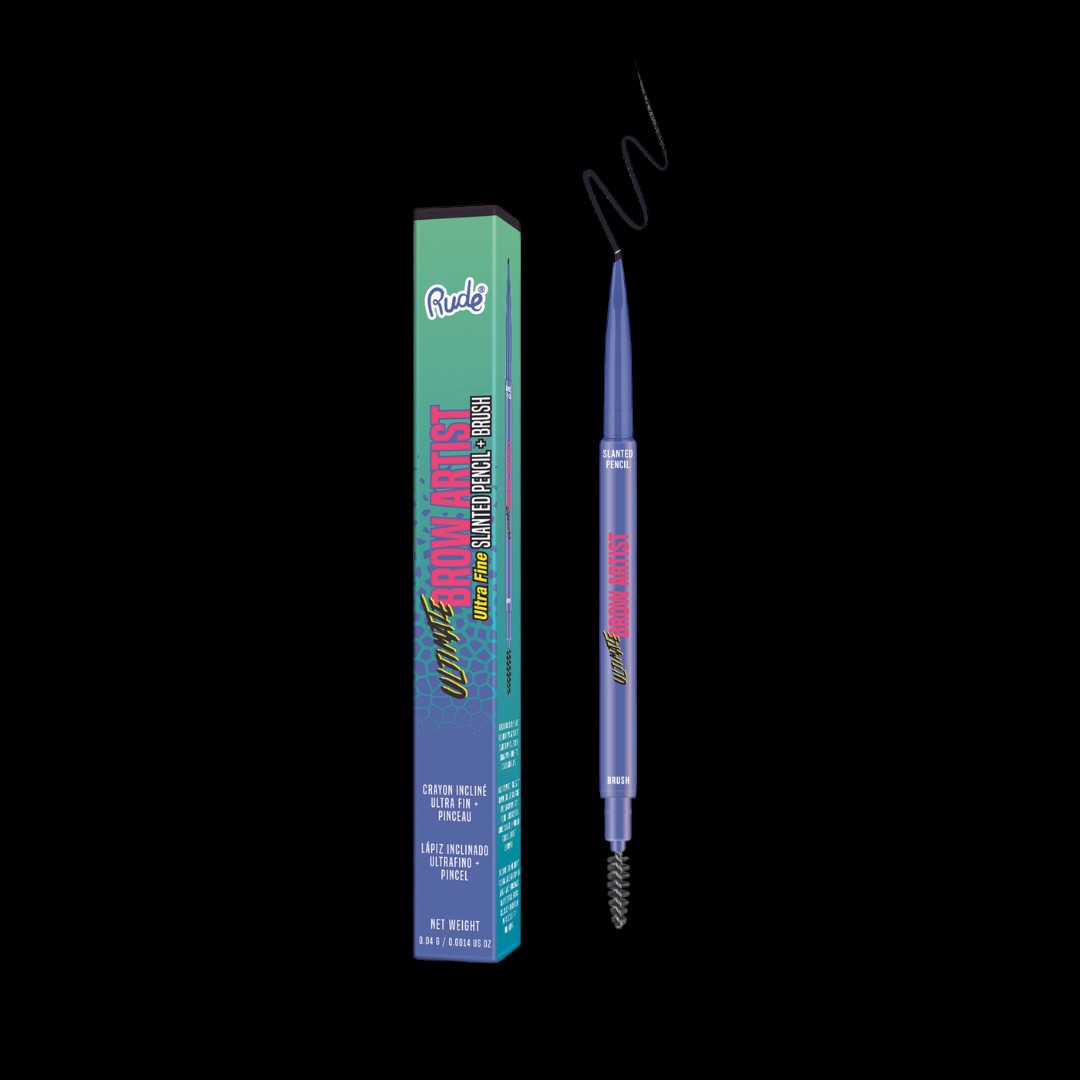 RUDE Ultimate Brow Artist Ultra Fine Slanted Pencil & Brush - Black Brown by VYSN