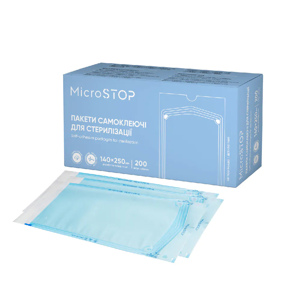MicroStop self-adhesive pouches for AUTOCLAVE ONLY, 140x250 mm (200 pcs) by kvadrat store