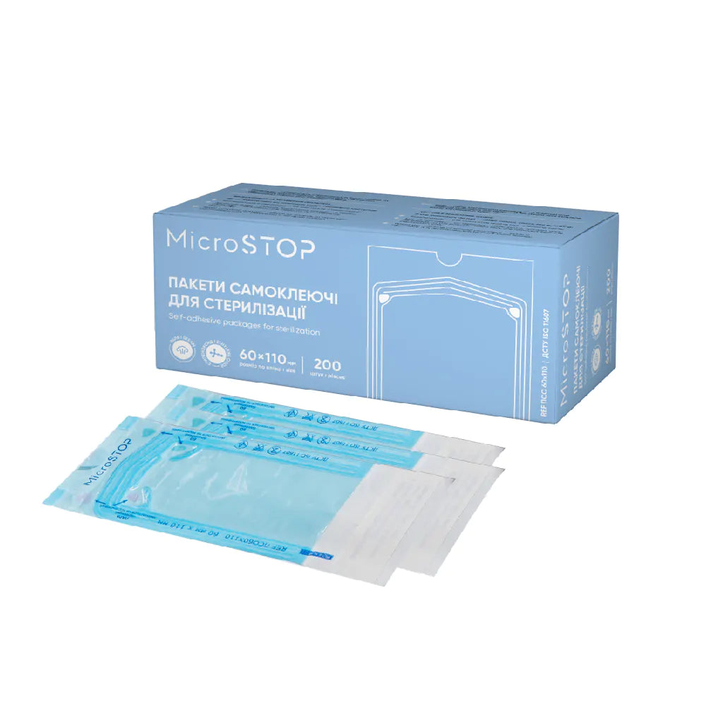 MicroStop self-adhesive pouches for AUTOCLAVE ONLY, 60x110 mm (200 pcs) by kvadrat store