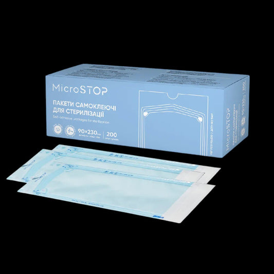 MicroStop self-adhesive pouches for AUTOCLAVE ONLY, 90×230 mm (200 pcs) by kvadrat store