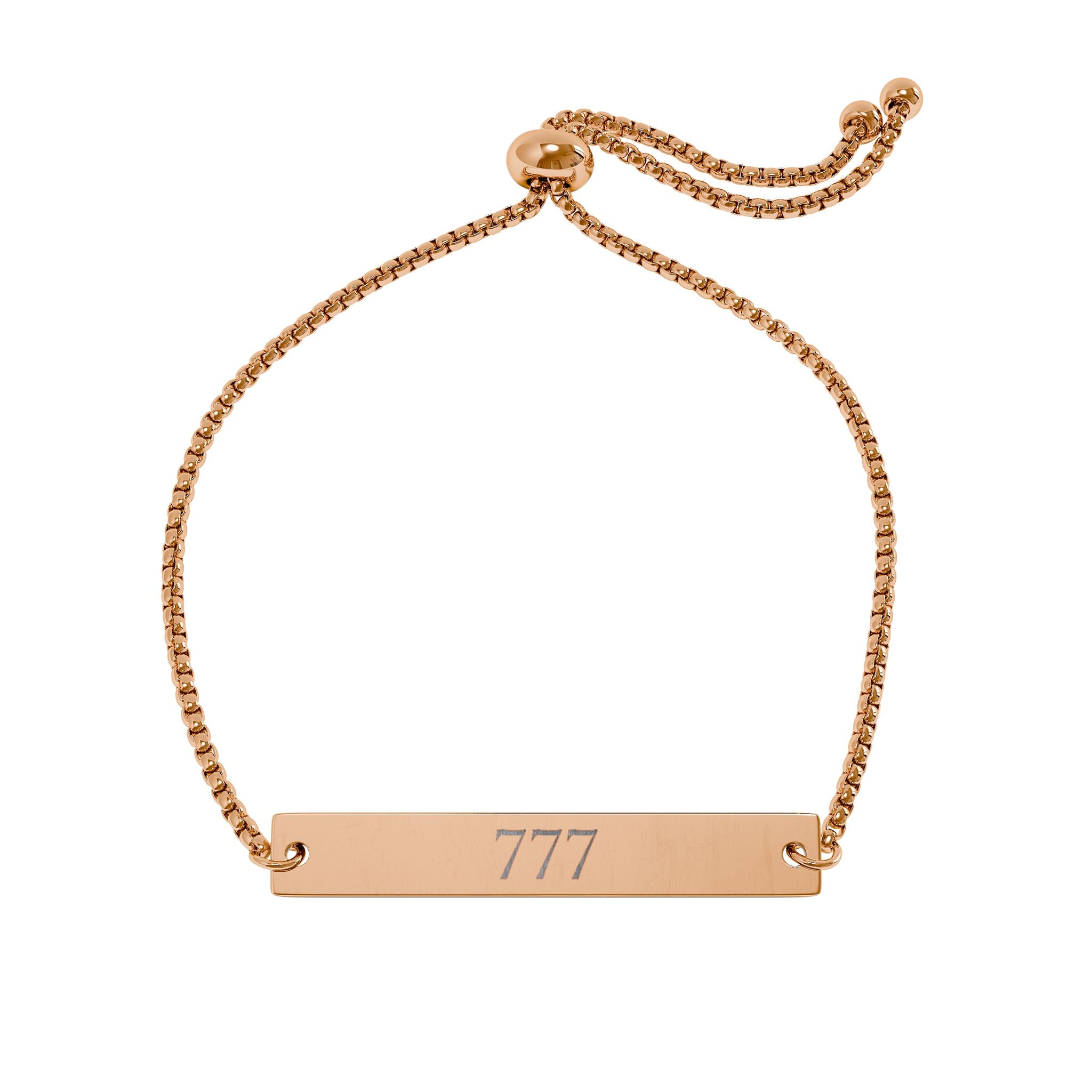 Engravable Bar Bracelet — Adjustable 777 ID Bracelet (Gold/Rose Gold)