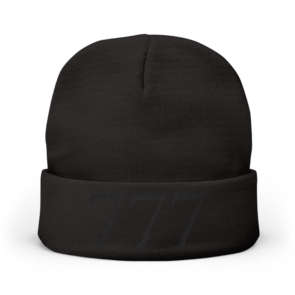'777' Knit Beanie — Black
