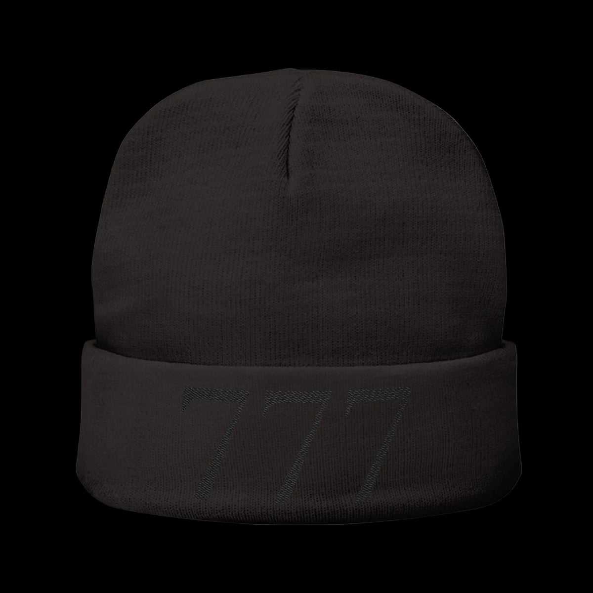 '777' Knit Beanie — Black - AetherLux.Shop