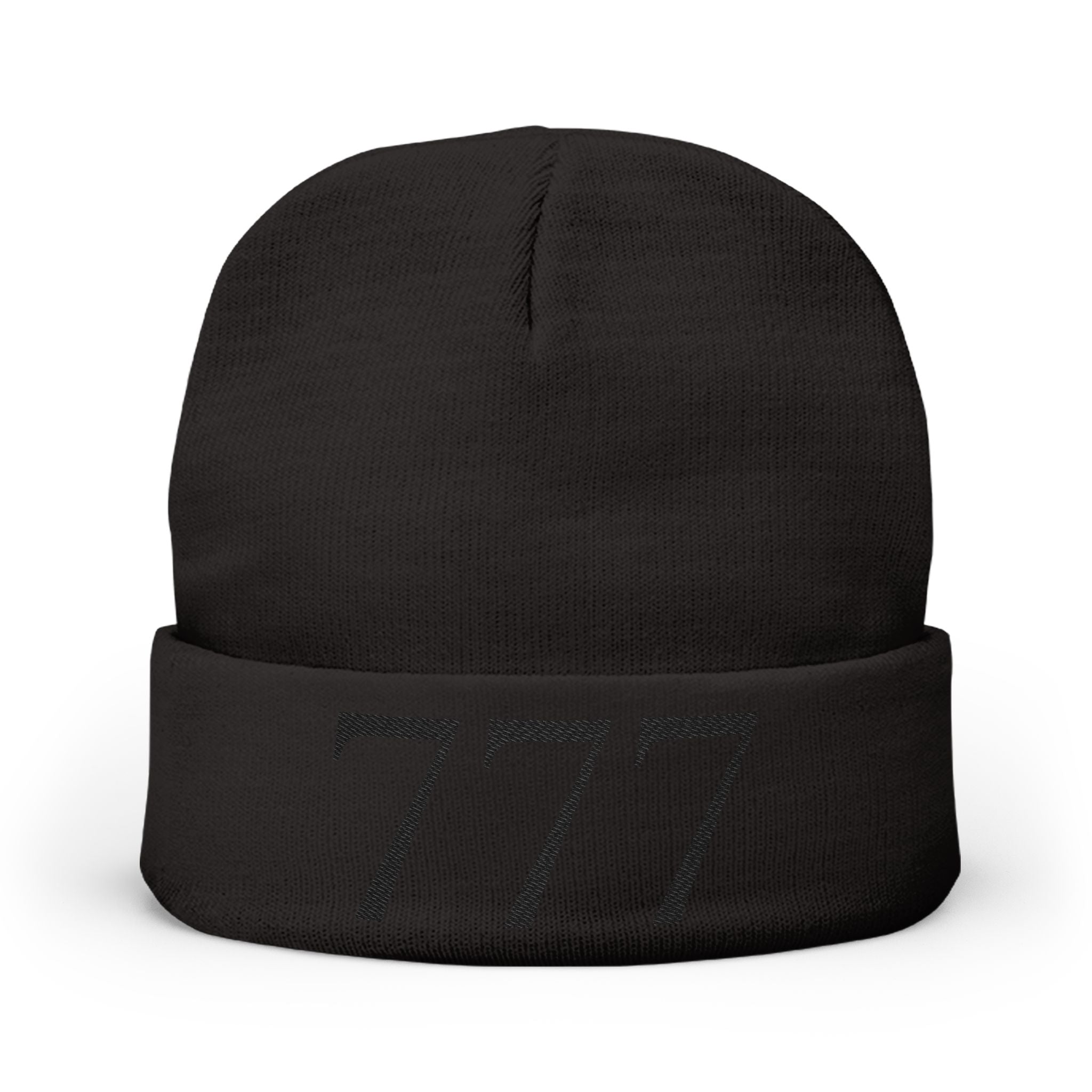 '777' Knit Beanie — Black