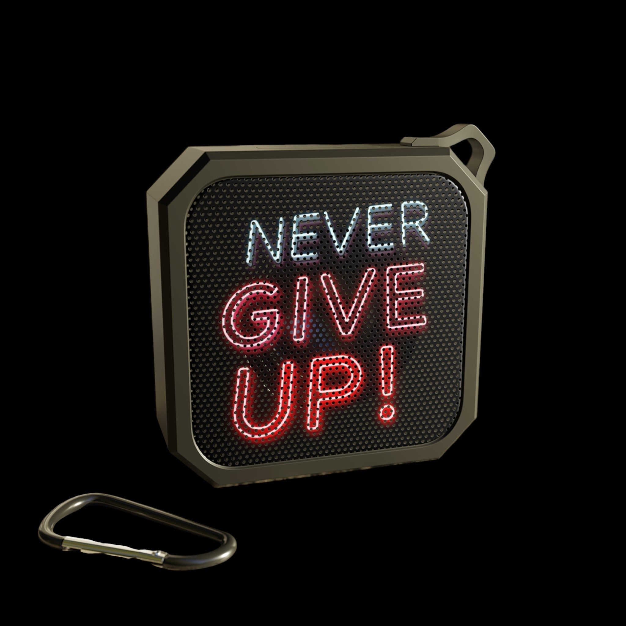 Never Give Up! Outdoor Bluetooth Speaker by Printify