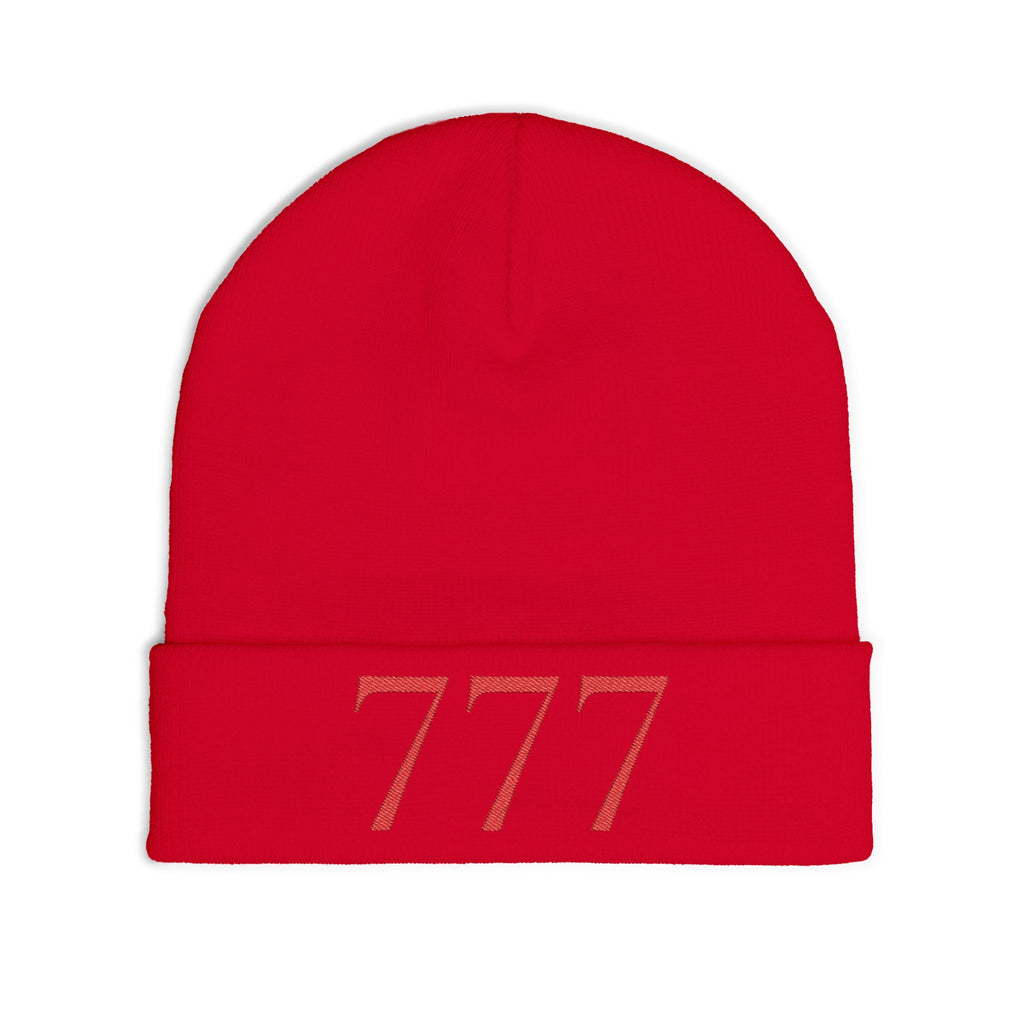'777' Knit Beanie — Red