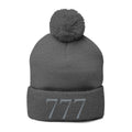 '777' Pom-Pom Knit Cap — Graphite Winter Beanie