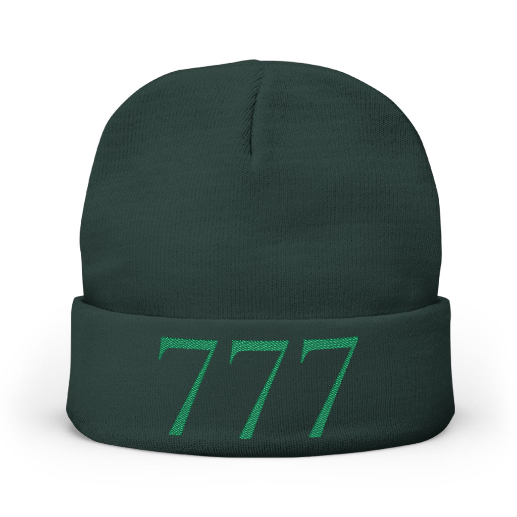 '777' Knit Beanie — Hunter Green
