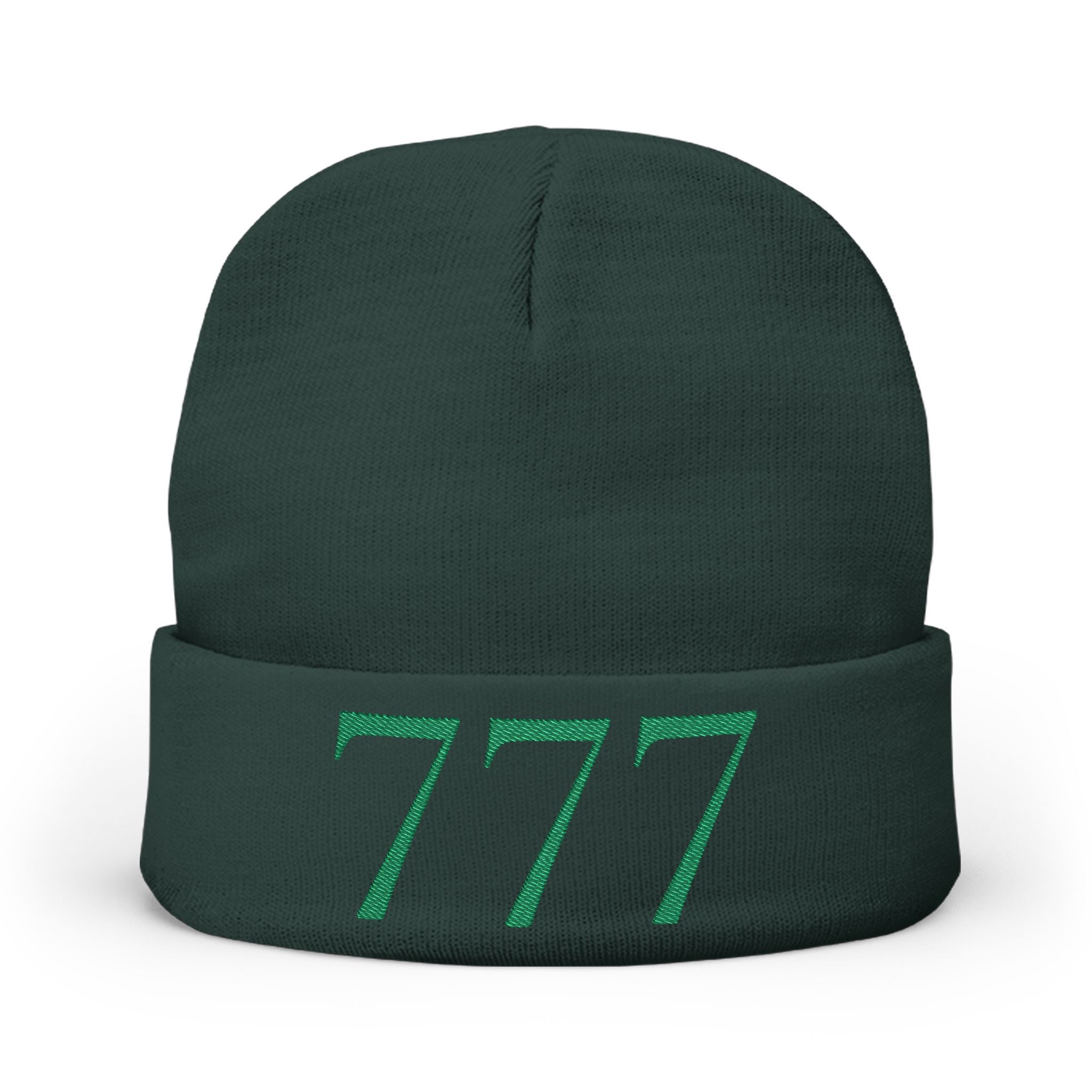 '777' Knit Beanie — Hunter Green