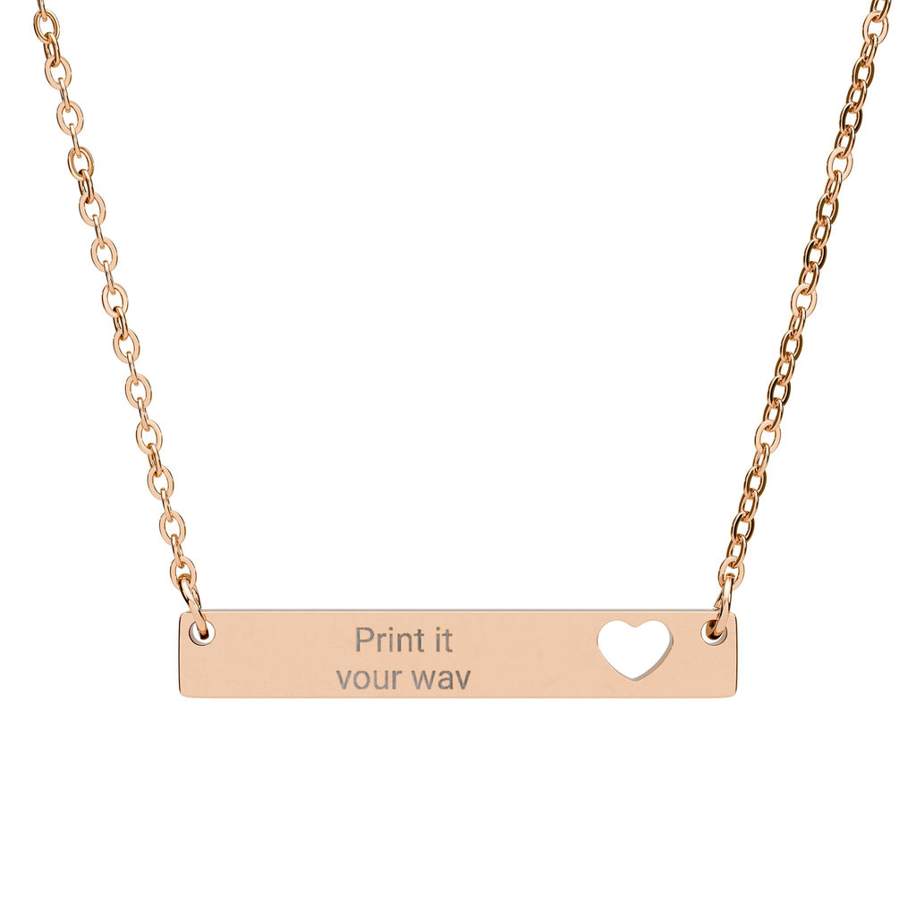 Cutout Heart Bar Necklace (Engraving)