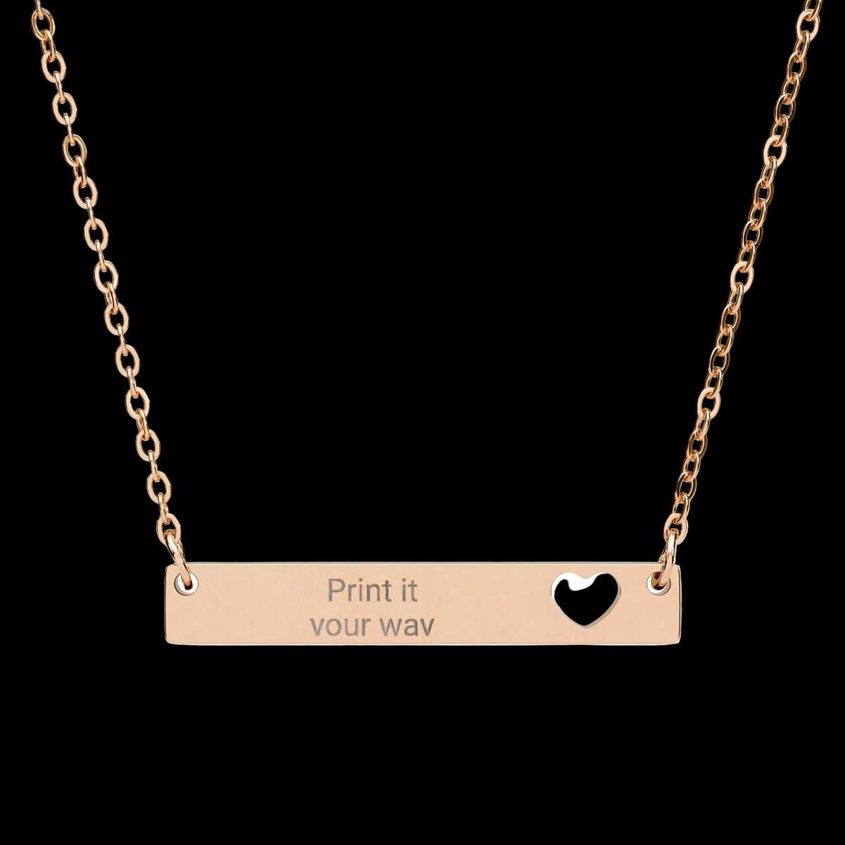 Cutout Heart Bar Necklace (Engraving) - AetherLux.Shop