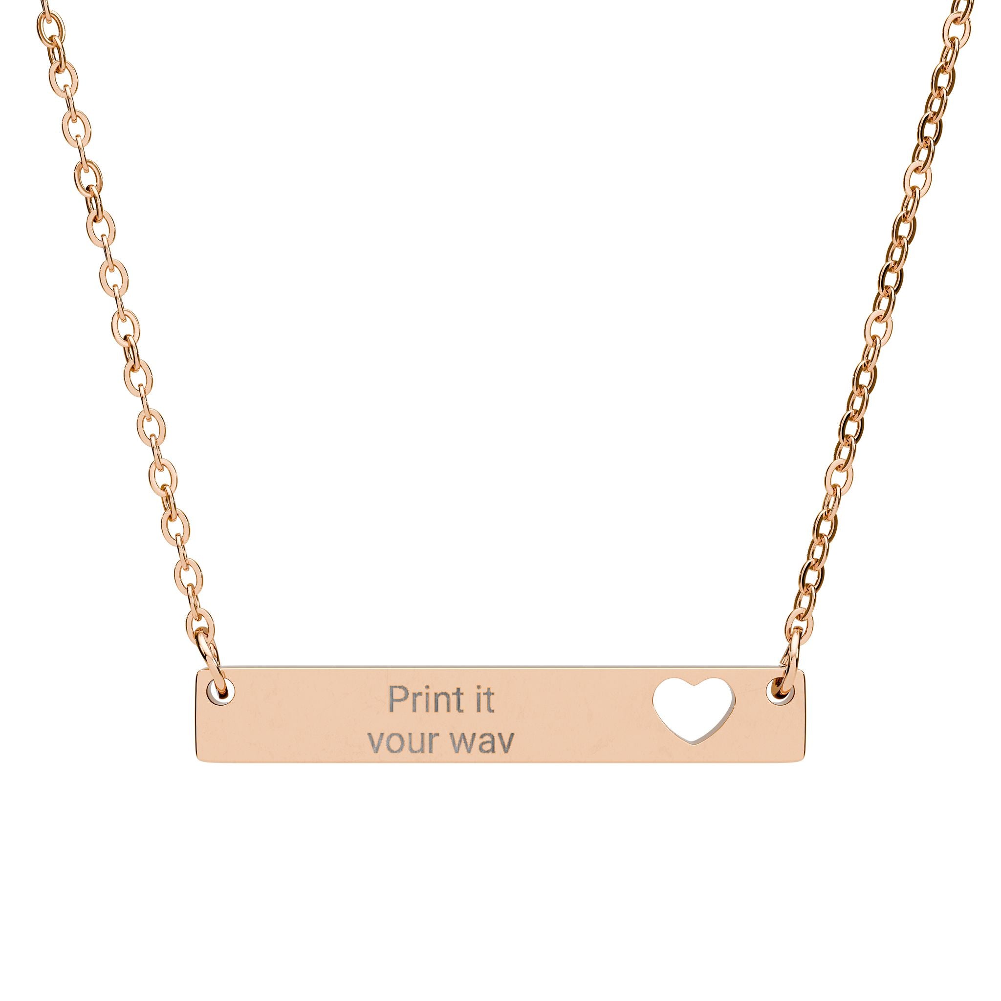 Cutout Heart Bar Necklace (Engraving)