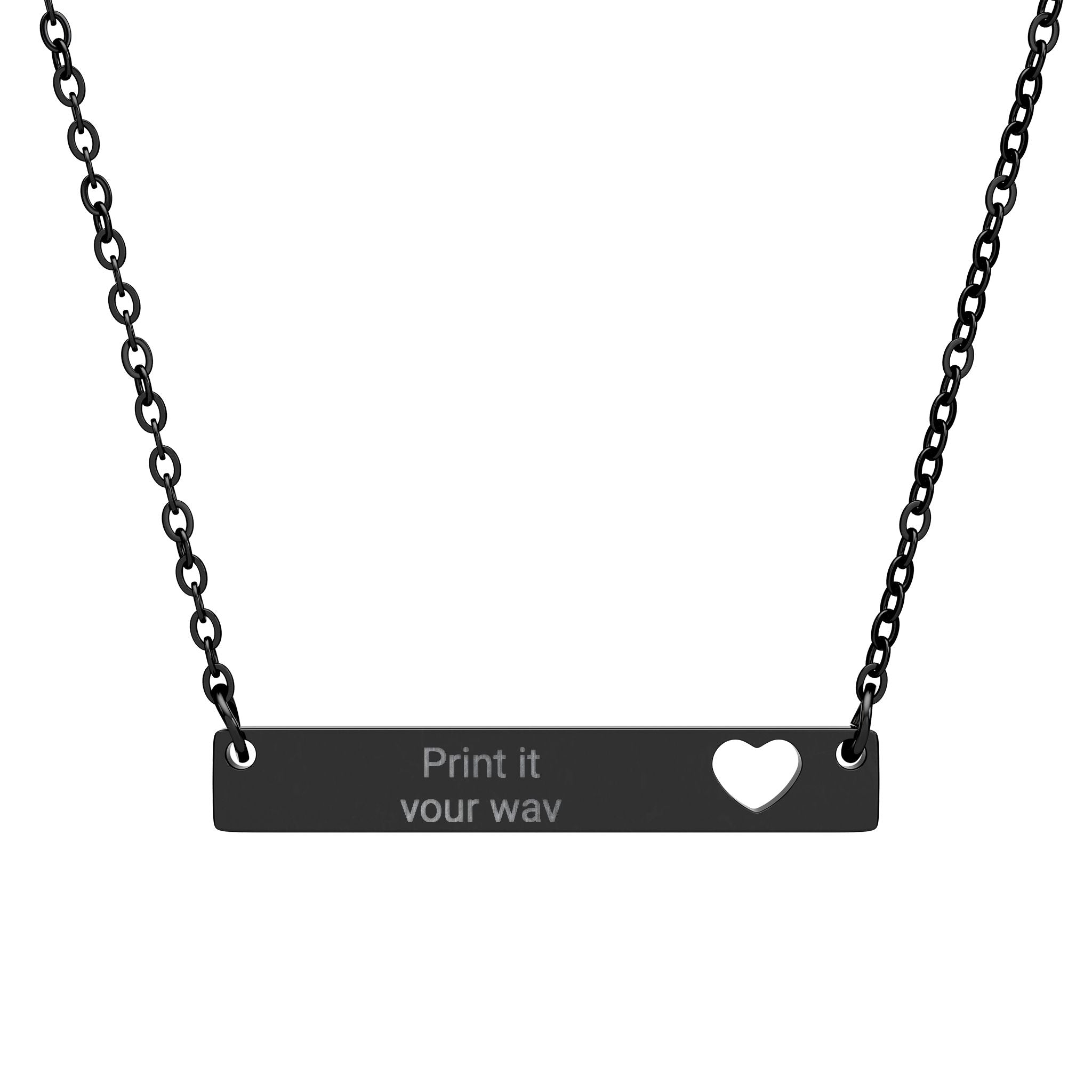 Cutout Heart Bar Necklace (Engraving)