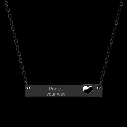 Cutout Heart Bar Necklace (Engraving) - AetherLux.Shop