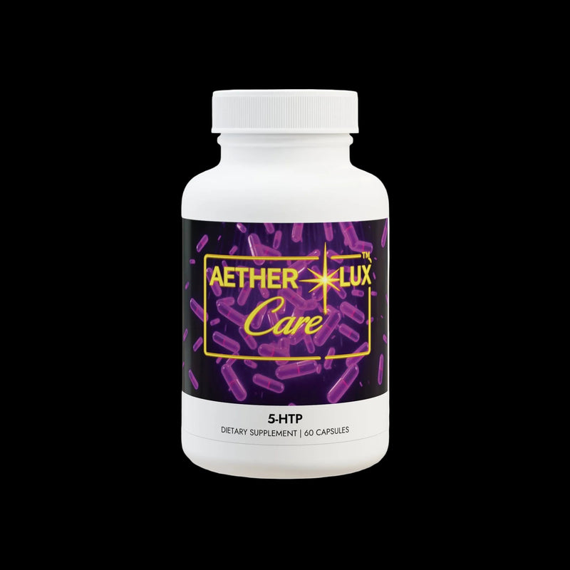 Supplement bottle labeled 'Aether Lux Care' on a white background