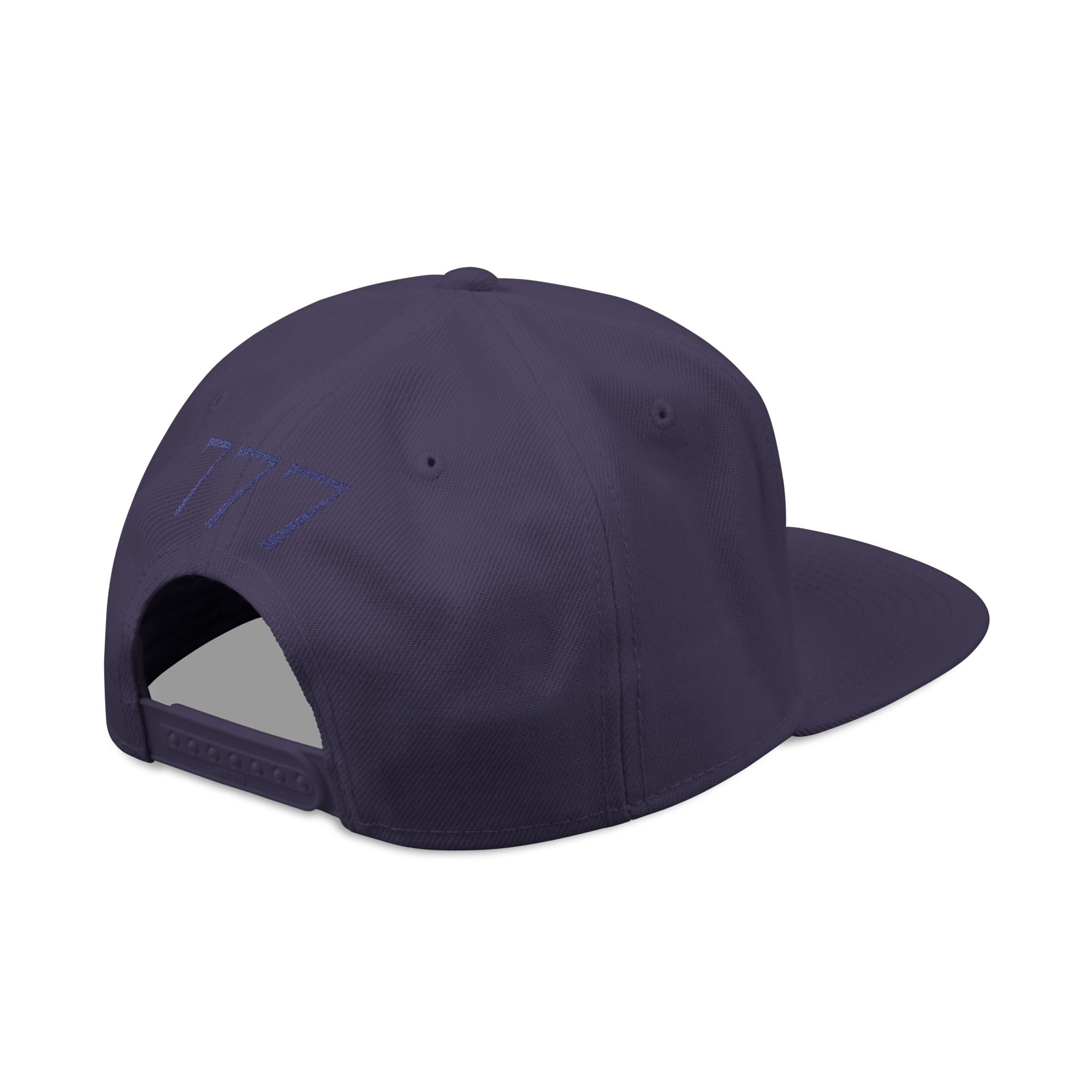 Navy Distressed '777 Embroidered Snapback Hat