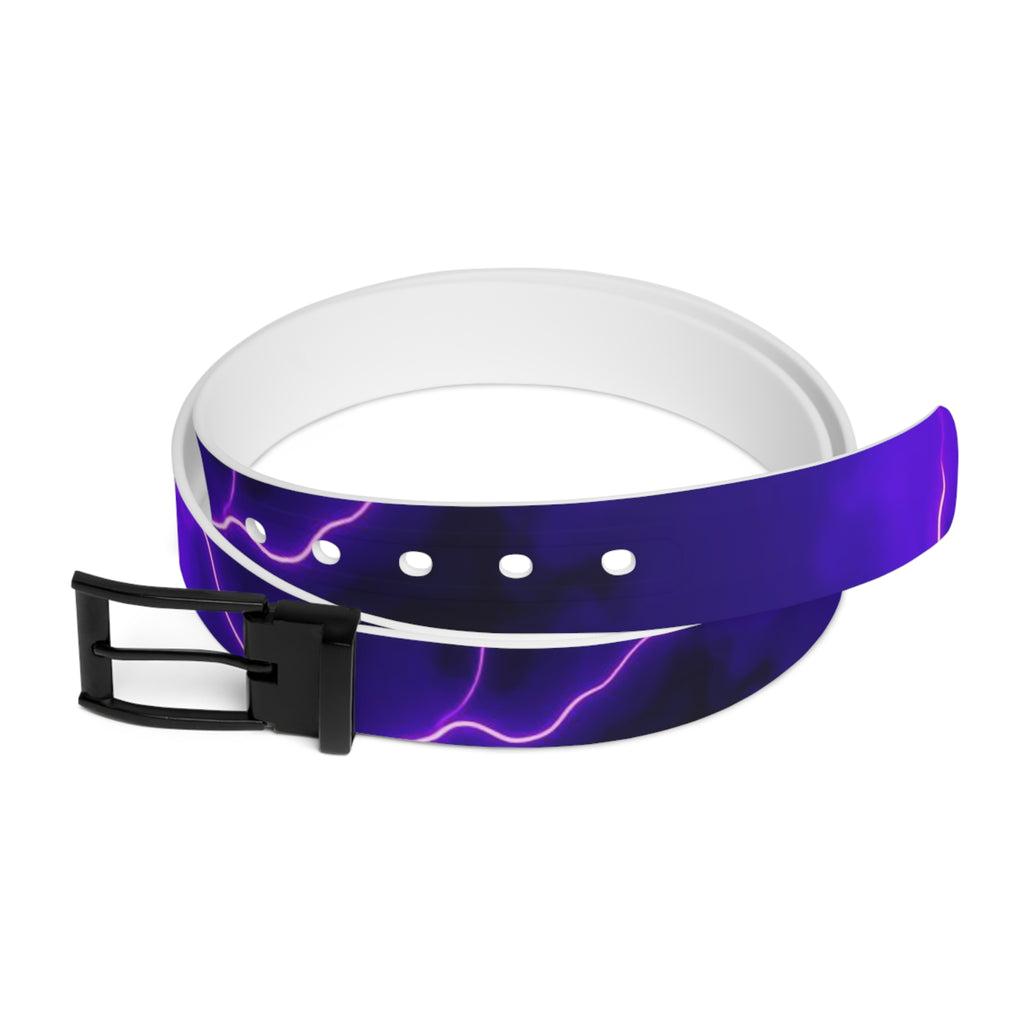 Purple Lightning Belt — Electric Neon Lightning Print Accessory by Printify