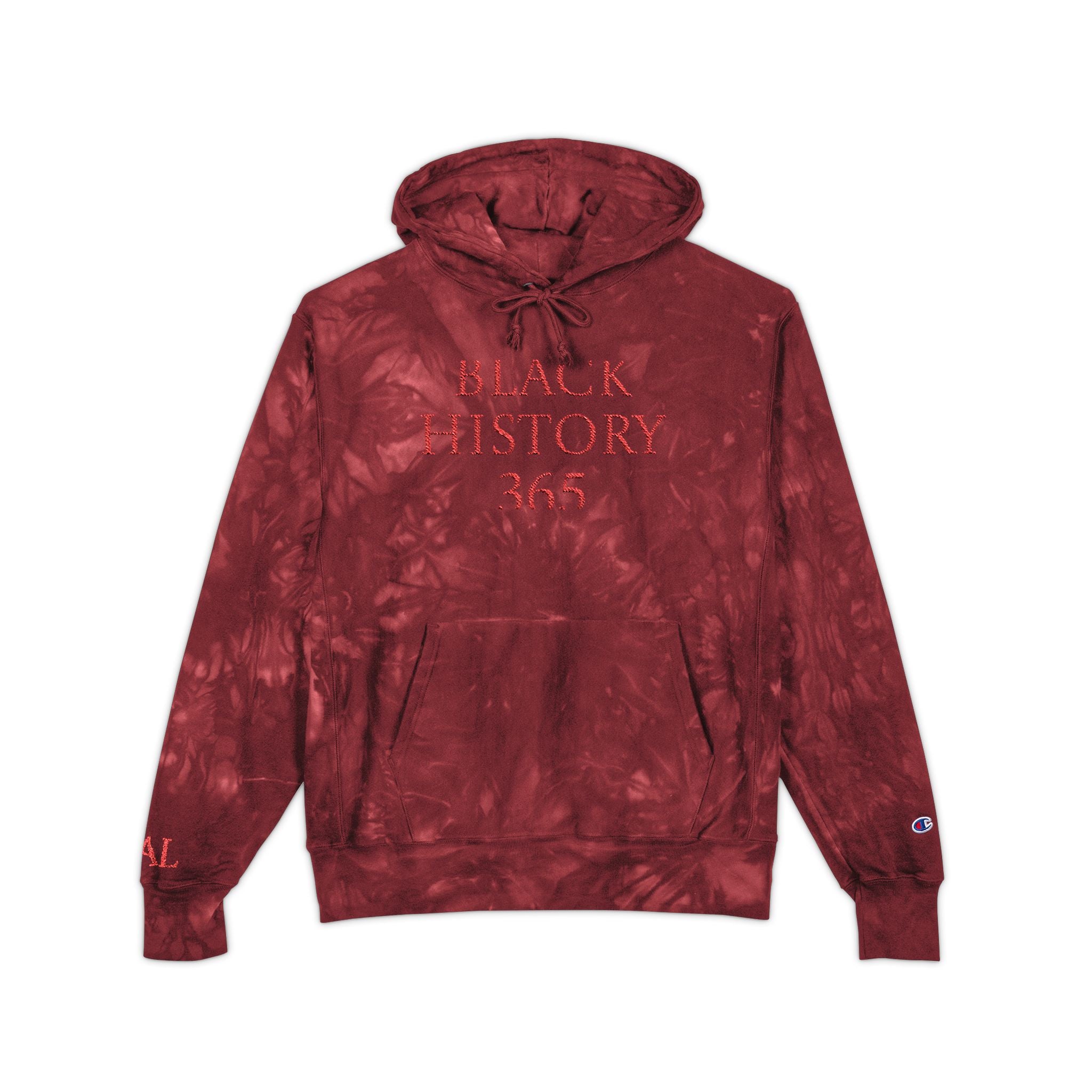 Black History 365 - Embroidered Red Tie-Dye Hoodie