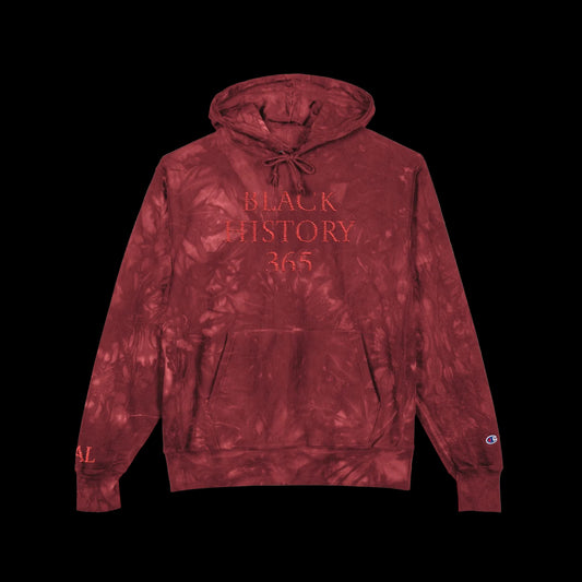 Black History 365 - Embroidered Red Tie-Dye Hoodie - AetherLux.Shop