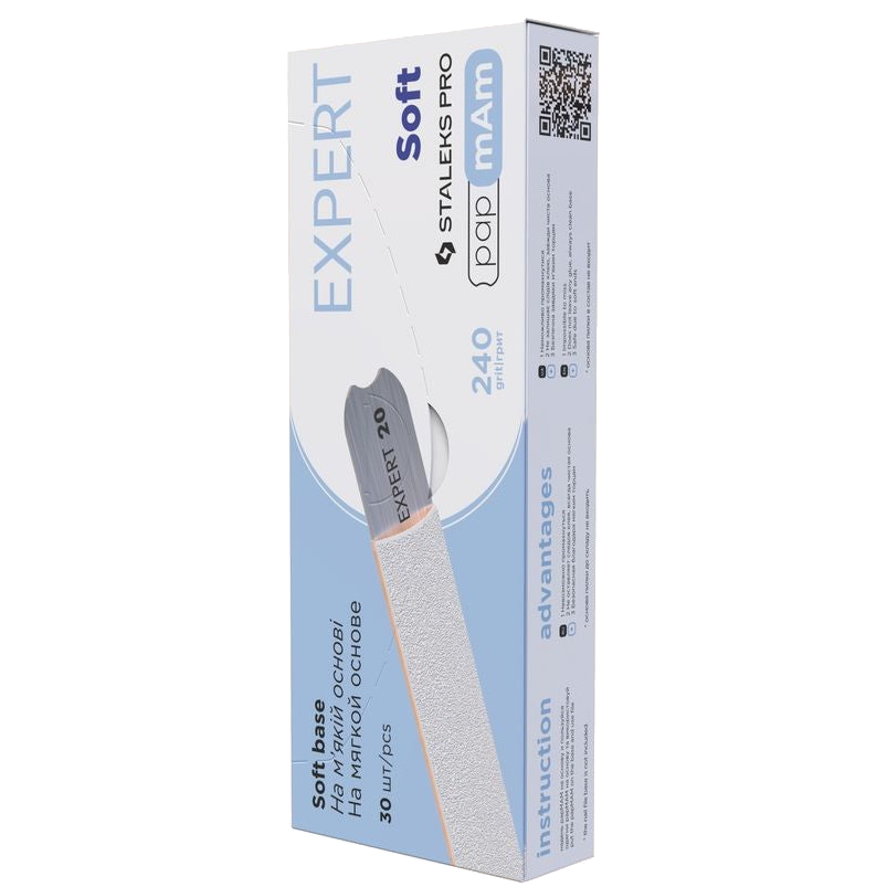 DISPOSABLE FILES PAPMAM FOR STRAIGHT NAIL FILE (SOFT BASE) EXPERT 20 (30 PCS) DFCE-20 W- STALEKS™ by kvadrat store