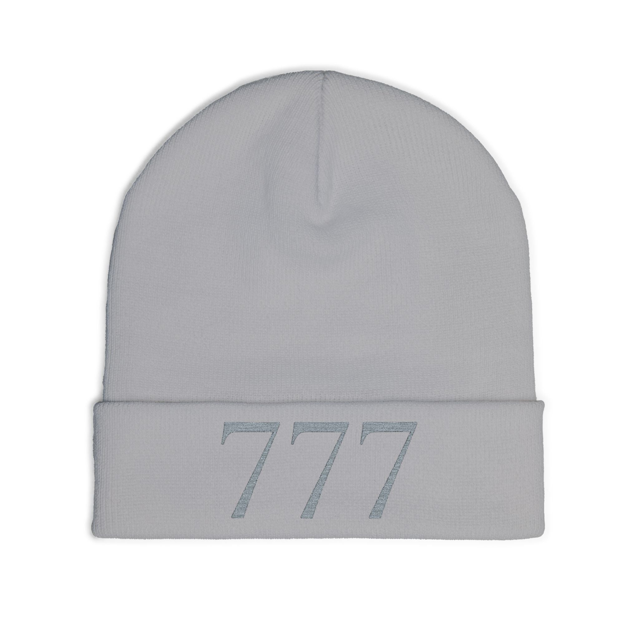 '777' Knit Beanie — Grey