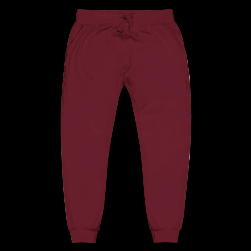 Maroon sweatpants on a white background