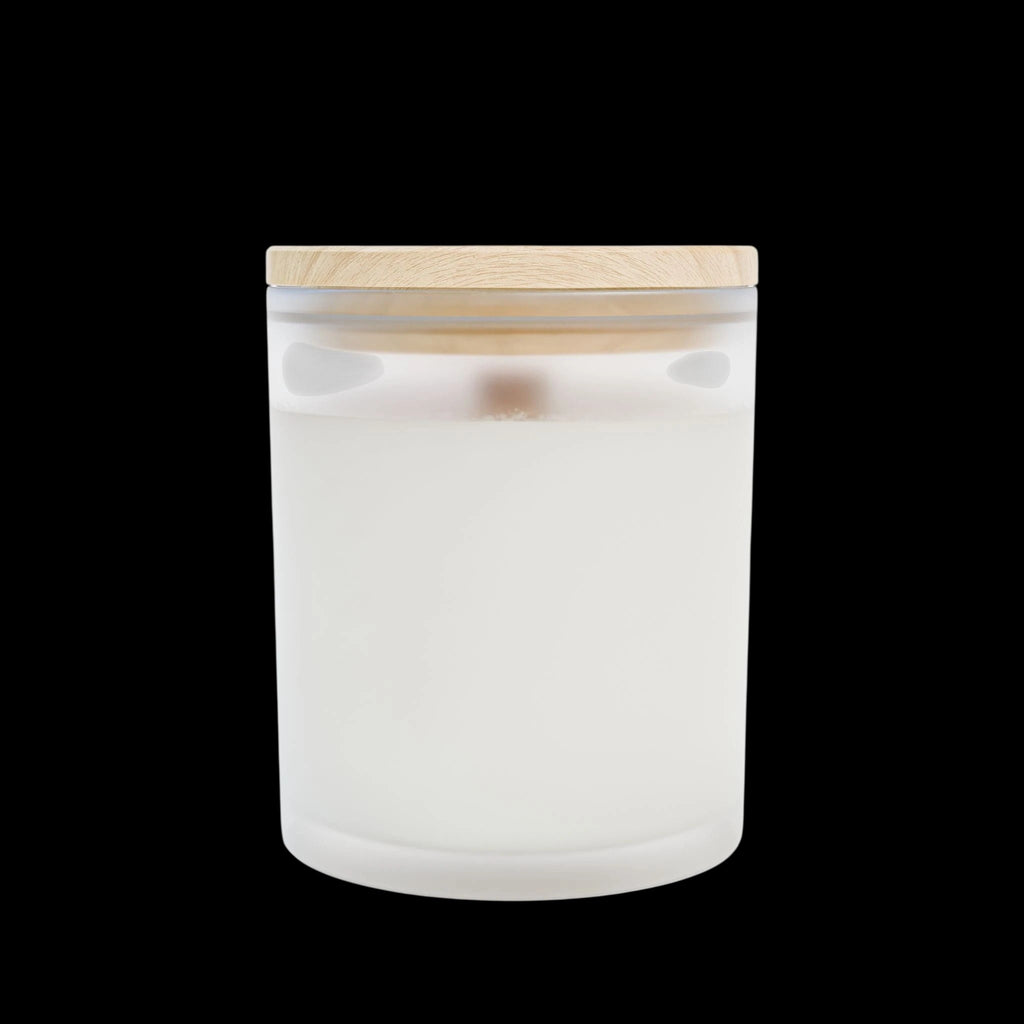 Black Berry Vanilla Frosted Glass Candle, 11oz by Printify
