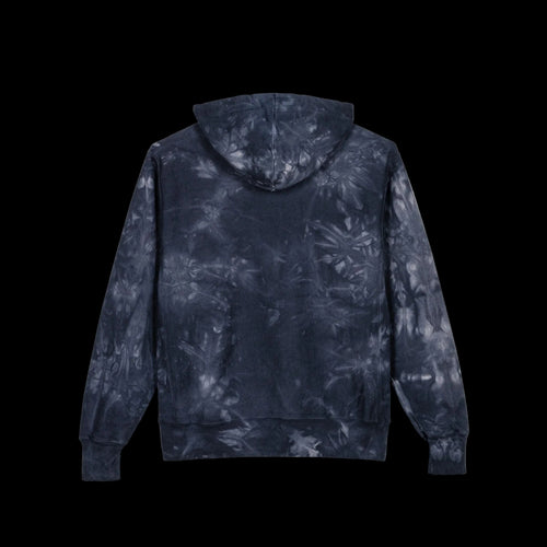 Tie-dye hoodie with a pattern on a white background