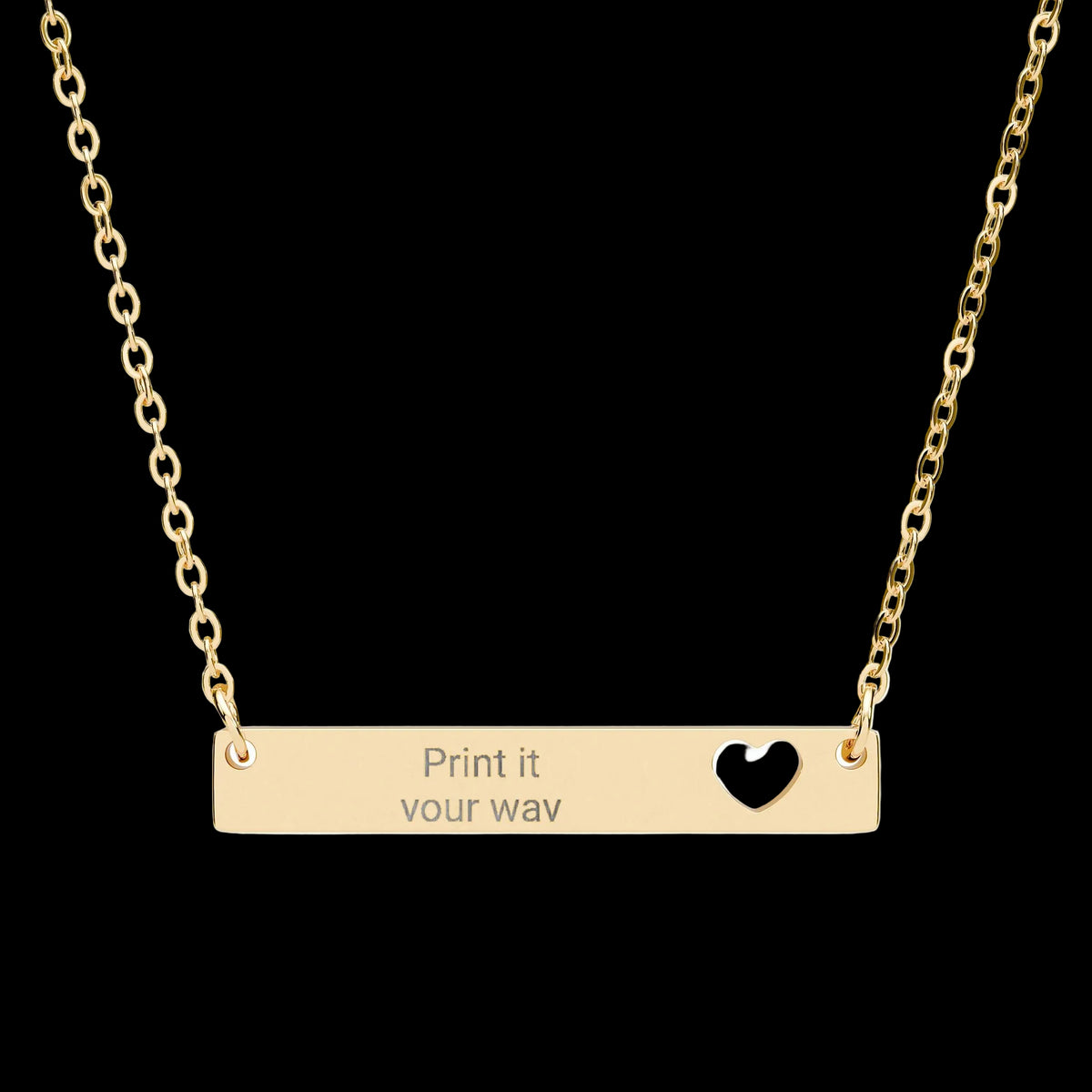 Cutout Heart Bar Necklace (Engraving) - AetherLux.Shop