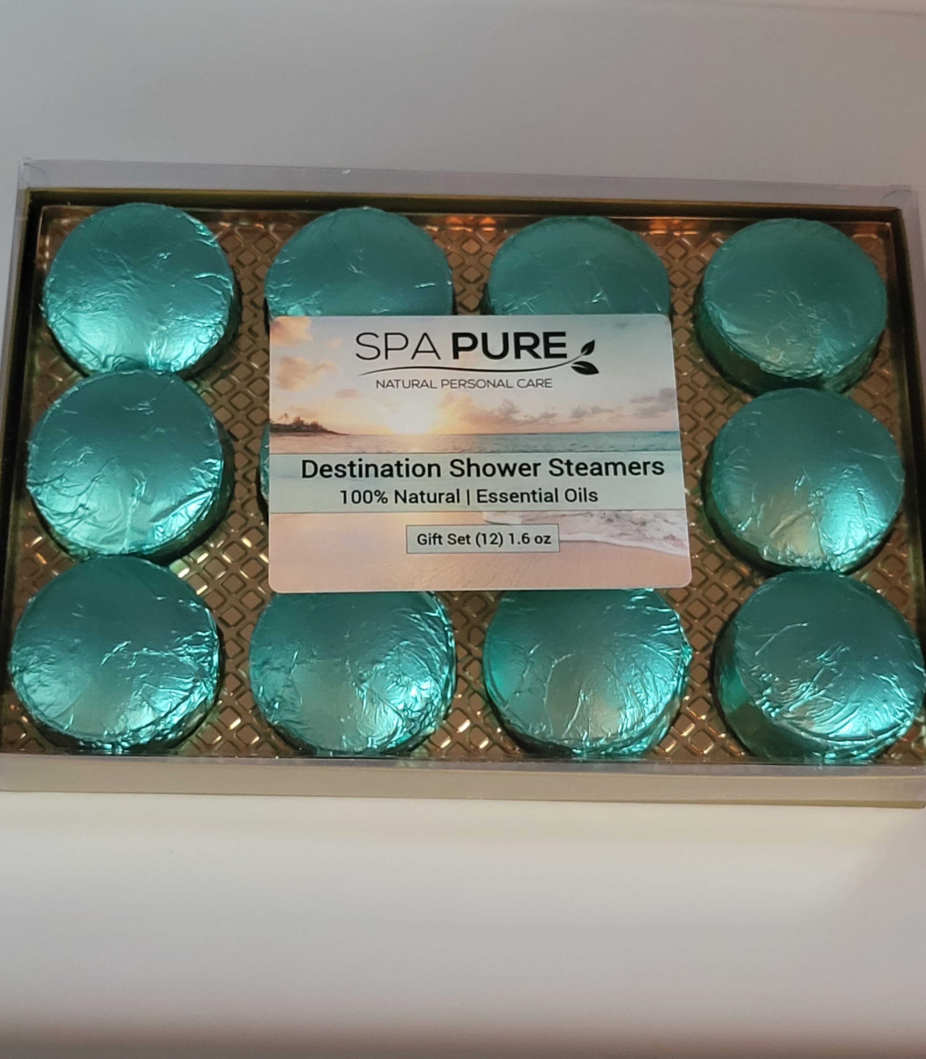 Destination Shower Steamers Gift Set with 12 Aromatherapy Shower Bombs - 100% Essential Oil Blends - fun - summery scents by Spa Pure