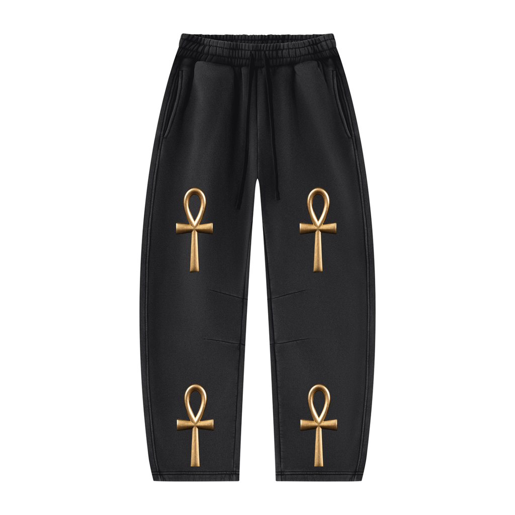 Unisex Vintage Wash Barrel Leg Fleece Sweatpants